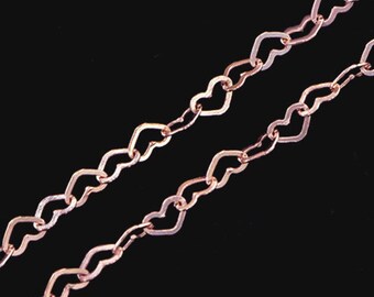 24 inches of 925 Sterling Silver Rose Gold Vermeil Style Heart Chain  3x4.5mm.   :pg0815