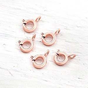 5 of 925 Sterling Silver Rose Gold Vermeil Style Spring Ring Clasps 6 mm.  :pg1051