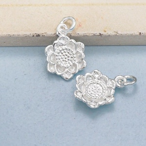 2 of 925 Sterling Silver Flower Charms 10mm. Tiny Charms. :th1913