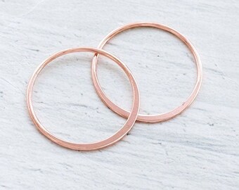 2 of 925 Sterling Silver Rose Gold Vermeil Style Circle Links, Connectors 20 mm.  Polish Finished :pg0319