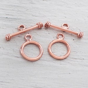 2 of 925 Sterling Silver Rose Gold  Vermeil Style Toggles 9 mm.  :pg0069