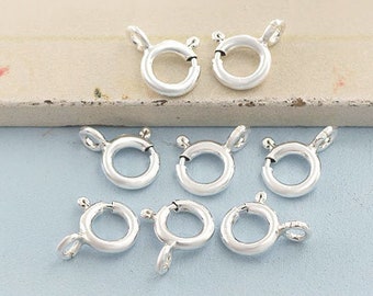 8 of 925 Sterling Silver Spring Ring Clasps 7 mm. :th0967