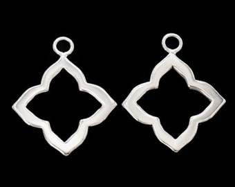2 of 925 Sterling Silver Moroccan Style Flower Charms  15 mm. Polish Finished   :tk0150