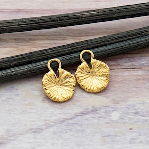 2 of 925 Sterling Silver Gold Vermeil Style  Lotus Leaf Charms 8.5mm. :vm1617
