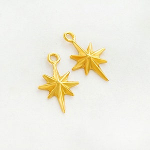 2 of 925 Sterling Silver Gold Vermeil Style Star Charms 8x11mm.  :vm1477