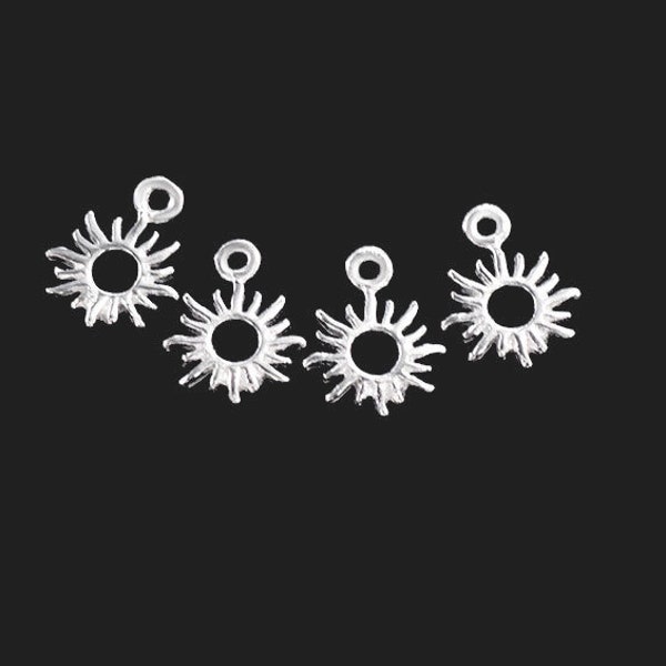 4 of 925 Sterling Silver Sun Charms 7mm. :tm0256