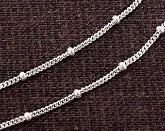 40 inches of 925 Sterling Silver Curb Diamond Cut Bead Chains  1.2mm  :th2369