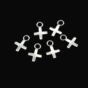 6 of 925 Sterling Silver Cross Charms 5mm.  :tk0280