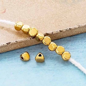 10 of Karen Hill Tribe Silver Gold Vermeil Style Facet Beads 3.7x3 mm.  :vm1769