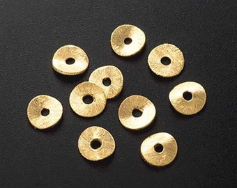 10 Stück Karen hill tribe Gold Vermeil Stil Gebürstete Scheiben Perlen 6mm. :vm1043