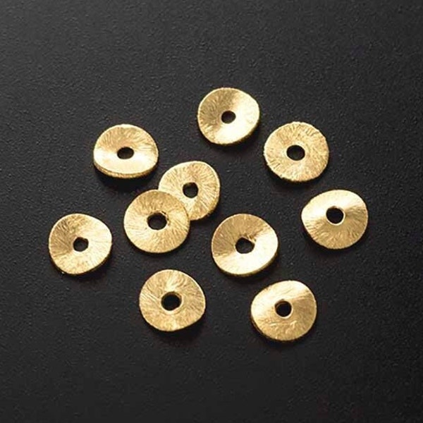 10 of  Karen hill tribe  Gold Vermeil Style Brushed Curve Disc Beads 6mm.  :vm1043