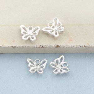 4 of 925 Sterling Silver Small Butterfly Charms 6.5x8 mm. :th2059