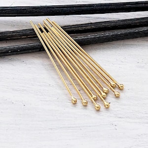 20 of Sterling Silver Gold Vermeil Style Head Pins 30x0.7 mm.  :vm1687