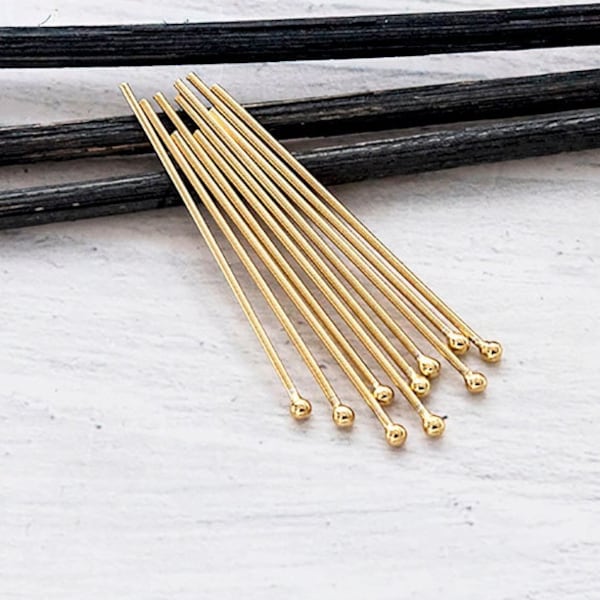 20 of Sterling Silver Gold Vermeil Style Head Pins 30x0.7 mm.  :vm1687