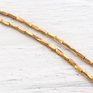 65 of Karen hill tribe Silver Gold Vermeil Style Faceted Beads 1x3 mm. 8.5 inches   :vm1594