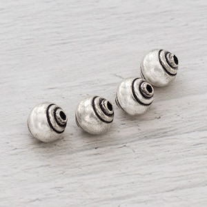 4 of Karen Hill Tribe Silver Shell Beads 8 x 9 mm. :ka3333