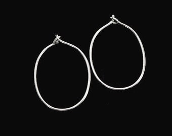4 pairs of 925 Sterling Silver Oval Hoop Earrings 16x25mm. :tk0285