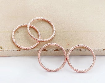 4 of 925 Sterling Silver Rose Gold Vermeil Style  Diamond Cut Circle Links, Connectors 12x1 mm.  Polish Finished  :pg0504