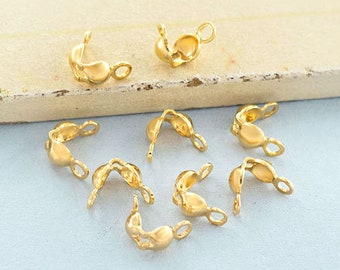 10 of Sterling Silver Gold Vermeil Style Crimping Bead Tips 3.5 mm. :vm0990