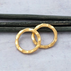2 of Karen Hill Tribe Silver Gold Vermeil Style Hammered Circle Jump Rings 14.8 mm. :vm0487