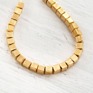30 of Karen hill tribe  Silver Gold Vermeil Style Cube Beads 2.4x2.3 mm.   :vm1572