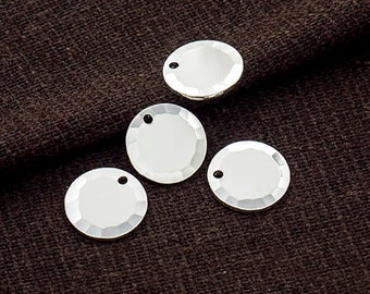 4 of 925 Sterling Silver Hammered Round Disc Tag Charms 10 mm. :tk0309