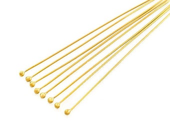 10 of Sterling Silver Gold Vermeil Style Head Pins 50x0.5 mm.  :vm1567