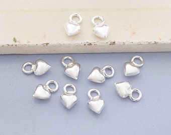 10 of 925 Sterling Silver Tiny Heart Charms 4 mm. :th2243