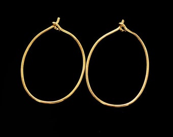 2 pairs of Sterling Silver Gold Vermeil Style Oval Hoop Earrings 18x28mm.  :vm1615