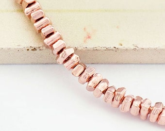 25 of Karen hill tribe Silver Rose Gold Vermeil Style Tiny Bar Spacer Beads  3x2.7 mm. :pg0928