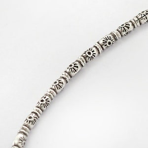 40 of Karen Hill Tribe Silver Sun Printed Bamboo Beads 2x5mm., 9 " :ka4467