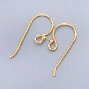 2 pairs of 925 Sterling Silver Gold Vermeil Style Earwires 9x18 mm. :vm0026