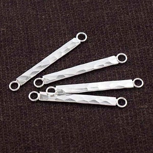 4 of 925 Sterling Silver Hammered Bar Connectors, Links 3x25mm. :tk0322