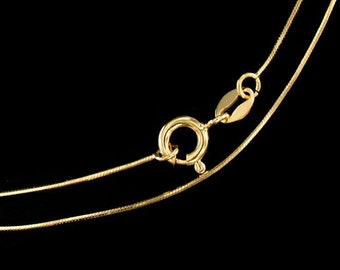 18 inches of 925 Sterling Silver Gold Vermeil Style Snake Chain Necklace 0.6 mm. Delicated Chain.    :vm1433-18