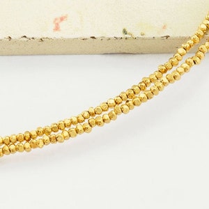 170 of Karen hill tribe Silver Gold Vermeil Style Faceted Seed Beads 1.5 mm. 8" :vm1456