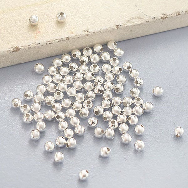 100 perles de rocaille en argent sterling 925 2 mm. :th0224m