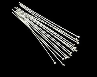 20 of 925 Sterling Silver Head Pins 50x0.7 mm. ,#21 AWG wire  :th2766