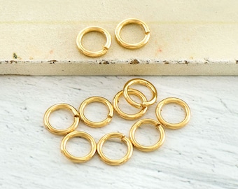 10 of 925 Sterling Silver Gold Vermeil Style Opened Jump Ring 1x7 mm.  :vm1590