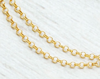 27 inches of 925 Sterling Silver Gold Vermeil Style Rolo Chain 1.6 mm. Delicate chain.  :vm1065