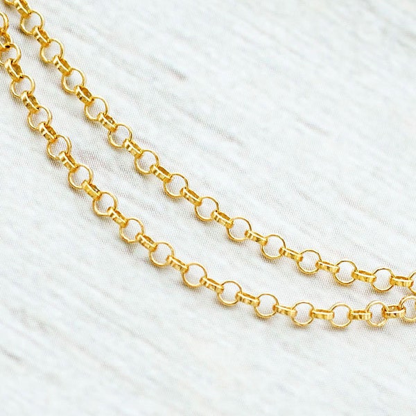 27 Zoll 925 Sterling Silber Gold Vermeil Style Rolo Kette 1,6 mm. Zarte Kette. :vm1065