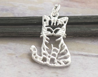 1 aus 925 Sterling Silber Katzen Charm 8x17mm. :th1622