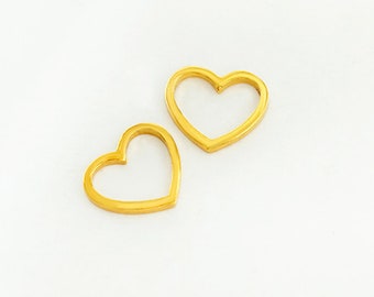 2 di collegamenti a cuore in stile vermeil dorato in argento sterling 925, connettori 11,5x10 mm. :vm1470