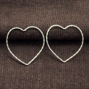 2 of 925 Sterling Silver Diamond Cut Heart Links, Connectors 25x1 mm. :tk0240