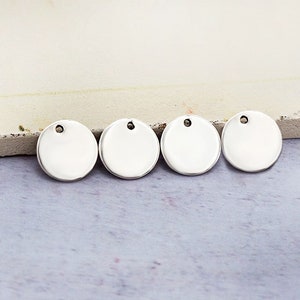 4 of 925 Sterling Silver Round Disc Tag Charms 10 mm. :th1140 image 1