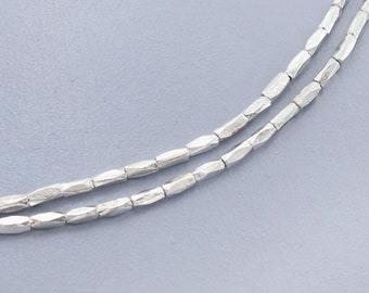 100 of Karen Hill Tribe Silver Little Faceted Beads 1x3 mm. 13.5" :ka4537m