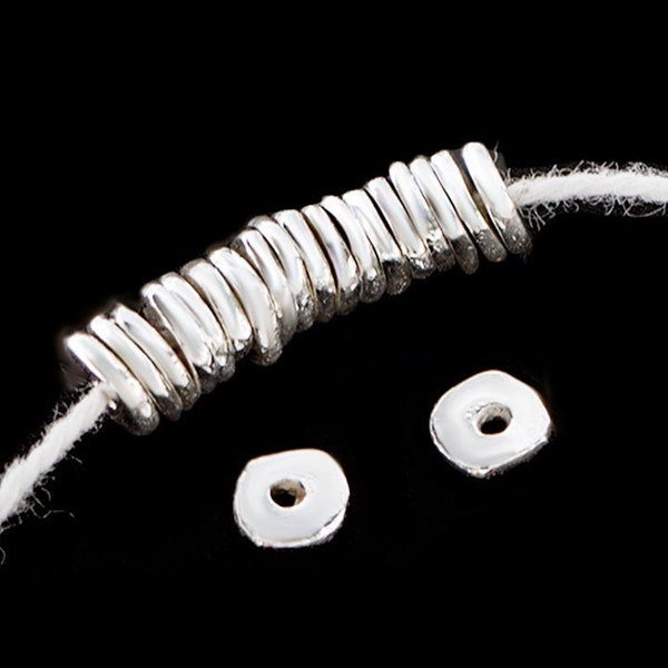 20 of Karen Hill Tribe Silver Free form  Disc Spacer Beads  5.5x1 mm.  :ka4485