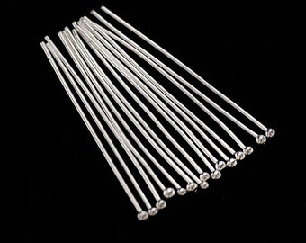 40 of 925 Sterling Silver Head Pins 30x0.5 mm. ,#25 AWG wire  :th0769