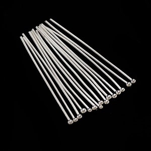 40 of 925 Sterling Silver Head Pins 30x0.5 mm. ,#25 AWG wire  :th0769