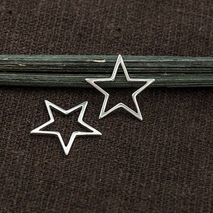 4 of 925 Sterling Silver Star Links, Connectors 15mm. :tk0235