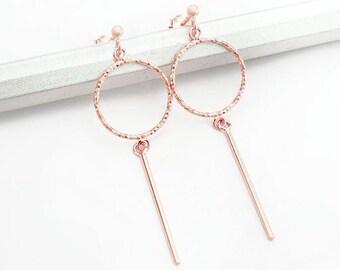 1 Pair of 925 Sterling Silver Rose Gold Vermeil Style Circle Stud Earrings 40 mm.  :pg1099